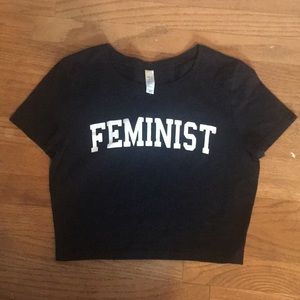Hand printed feminist crop top